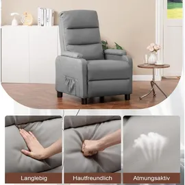 COMHOMA Relaxsessel Fernsehsessel mit Ruhesessel Liegesessel mit Liegefunktion, Federkissen mit Fußstütze Einzelliegesessel PolyurethanGrau - Grau