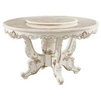 JVmoebel Esstisch Rund Esstisch Weiß Klassische Luxus Holz Tische Elegantes Design (Esstisch), Holzschnitzerei weiß