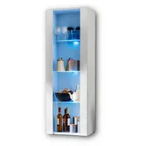 komodee Komodee, Vitrine, Weiß, Weiß, Glas, Uni, 3 Fächer, Rechteckig, 55x159x35 cm, Wohnzimmer, Wohnwände, Vitrinenschränke