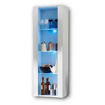 komodee Komodee, Vitrine, Weiß, Weiß, Glas, Uni, 3 Fächer, Rechteckig, 55x159x35 cm, Wohnzimmer, Wohnwände, Vitrinenschränke