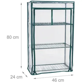 Relaxdays Gewächshaus Stahl Grün/Transparent PVC 80 x 46 x 24 cm 0,09 m2