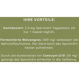 Lunatura Spermidin mit Q10 und fermentiertem Weizengras – 60 Kapseln