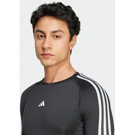 adidas Herren Shirt TECHFIT Compression Training 3-Streifen, Größe XL in Grau BLACK