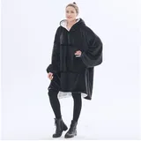Wohndecke Hoodie Decke mit Ärmeln,Tragbare Decken mit Tasche,Übergroße, BTTO, für Teenager, Herren, Damen schwarz