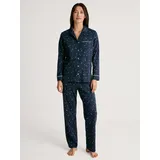 CALIDA Pyjama CALIDA "Sweet Dreams" Gr. S (40/42), blau (peacoat blau) Damen Homewear-Sets mit Reverskragen und durchgehender Knopfleiste