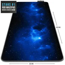 CSL RGB Gaming Mauspad, Gaming Mauspad - 800 x 300 mm XL Mousepad - LED Multi Color, Stars