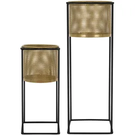 ML-Design Blumenständer 2er Set 21 x 21 cm und 25 x 25 cm Schwarz-Gold