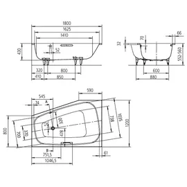 Kaldewei PLAZA DUO Eckbadewanne 120 x 180 cm (237000010711)