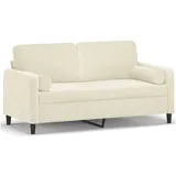 vidaXL 2-Sitzer-Sofa mit Zierkissen Creme 140 cm Samt