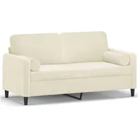 vidaXL 2-Sitzer-Sofa mit Zierkissen Creme 140 cm Samt