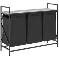 vidaXL Wäschekorb 3 Fächer mit Ablage Grau Sonoma