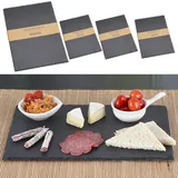 Cepewa Schieferplatte 4er Set rechteckig | 30x20x0,5cm | Tischuntersetzer Steinplatte Servierplatte | Untersetzer gebrochene Kante