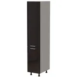 Feldmann-Wohnen Apothekerschrank Essen (2D14K/40 kargo, 1 Tür, 2 Einlegeböden, 1 Korbauszug, 1-St., moderne Optik, Acrylfronten mit Glaseffekt) 40x59x207cm weiß - schwarz Hochglanz (ES-2D14K/40/kargo) schwarz
