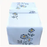 texpot Tischdecke mit Kurbelstickerei Blumen Frühling Sommer (1-tlg) weiß 40 cm x 140 cm