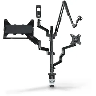 Hama Monitorhalterung für Streaming Setup, 4 Arme, höhenverstellbar, schwenkbar,