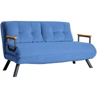 2-sitzer Schlafsofamerak, Verwandelbares Sofa, Lineare Stoffstruktur, Schlafsessel Mit Stauraum, 133x78 H78 Cm, Blau - Dmora