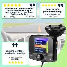 casativo-tech Einfach DAB+ über FM hören - 4in1 Kfz DAB Radio Empfänger mit Bluetooth 5.0, Freisprechanlage & FM Transmitter - Kristallklarer Digital-Sound im