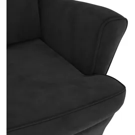 vidaXL Ohrensessel mit Hocker Samt 64 x 96 x 90 cm Schwarz
