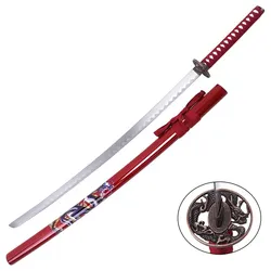 Katana Megami Rot mit farbigen Drachenmotiv