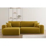 Kaiser - Ecksofa mit Schlaffunktion und Stauraum für Bettzeug, L-förmiges Sofa, Capri Stoff Poso Gelb Rechts
