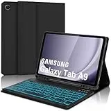 AVNICUD Tastatur für Samsung Galaxy Tab A9 2023 8.7", Samsung Tab A9 Hülle mit Tastatur Beleuchtete Magnetische Abnehmbarer QWERTZ Deutsches Tastatur für Galaxy Tab А9 2023, Schwarz
