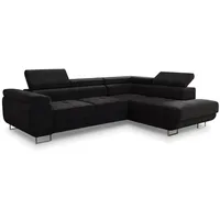 Sofnet Ecksofa Caris Schlaffunktion und einstellbare Kopfstützen, Wohnlandschaft mit Bettkasten, Couch, Sofa, (Schwarz (Kronos 07),