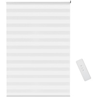 Homcom Elektrischer Rollo, Verdunklungsrollo, Fensterrollo mit Fernbedienung, Weiß, (Größe: 120L x 7B X 180H Cm), 120L x 7B x 180H cm