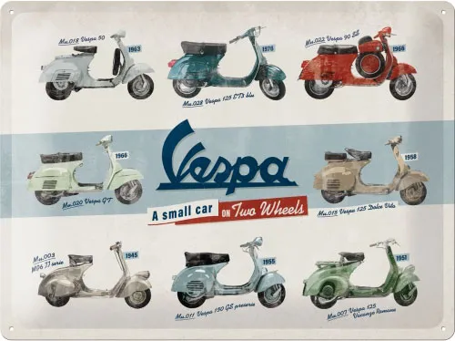 Nostalgic Art Vespa - Model Chart, panneau en fer-blanc - 40 cm x 30 cm