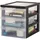 Iris Ohyama Schreibtisch-Schubladen-Einheit, 3 flache Schubladen, Schwarz, leicht zu öffnen, A5, transparent, für Homeoffice, Dokumente, Büromaterial, Akten, Papierablage, BPA-frei, DC-A5