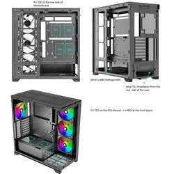 XILENCE Xilent Gleam X818.ARGB Gaming ATX PC Case black, RGB ATX Midi Tower