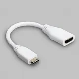BerryBase offizielles Raspberry Pi Micro HDMI Adapterkabel D-Stecker - A-Buchse, weiß, 235mm