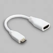 BerryBase offizielles Raspberry Pi Micro HDMI Adapterkabel D-Stecker - A-Buchse, weiß, 235mm