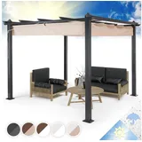 blumfeldt Pavillon Pantheon 3x3, Pergola 3x3m pulverbeschichtet wetterfest Garten braun