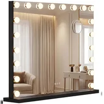 CLP Schminkspiegel mit Beleuchtung 80x60 cm Norlina, Kosmetikspiegel Bluetooth-Lautsprecher USB, Hollywoodspiegel Wandmontage und freistehend,