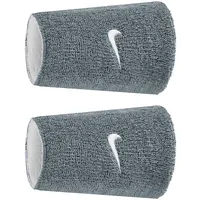 Nike Swoosh Classic Reversible Doublewide Wristbands 2er Pack Schweißbänder Tennis Fitness Running Handgelenkbänder wendbar, Cool Grey/White/Cool Grey, One Size