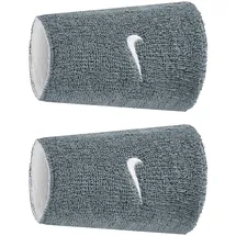Nike Swoosh Classic Reversible Doublewide Wristbands 2er Pack Schweißbänder Tennis Fitness Running Handgelenkbänder wendbar, Cool Grey/White/Cool Grey, One Size