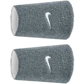 Nike Swoosh Classic Reversible Doublewide Wristbands 2er Pack Schweißbänder Tennis Fitness Running Handgelenkbänder wendbar, Cool Grey/White/Cool Grey, One Size