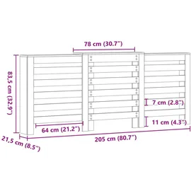 vidaXL Heizkörperverkleidung Räuchereiche 205x21,5x83,5 cm
