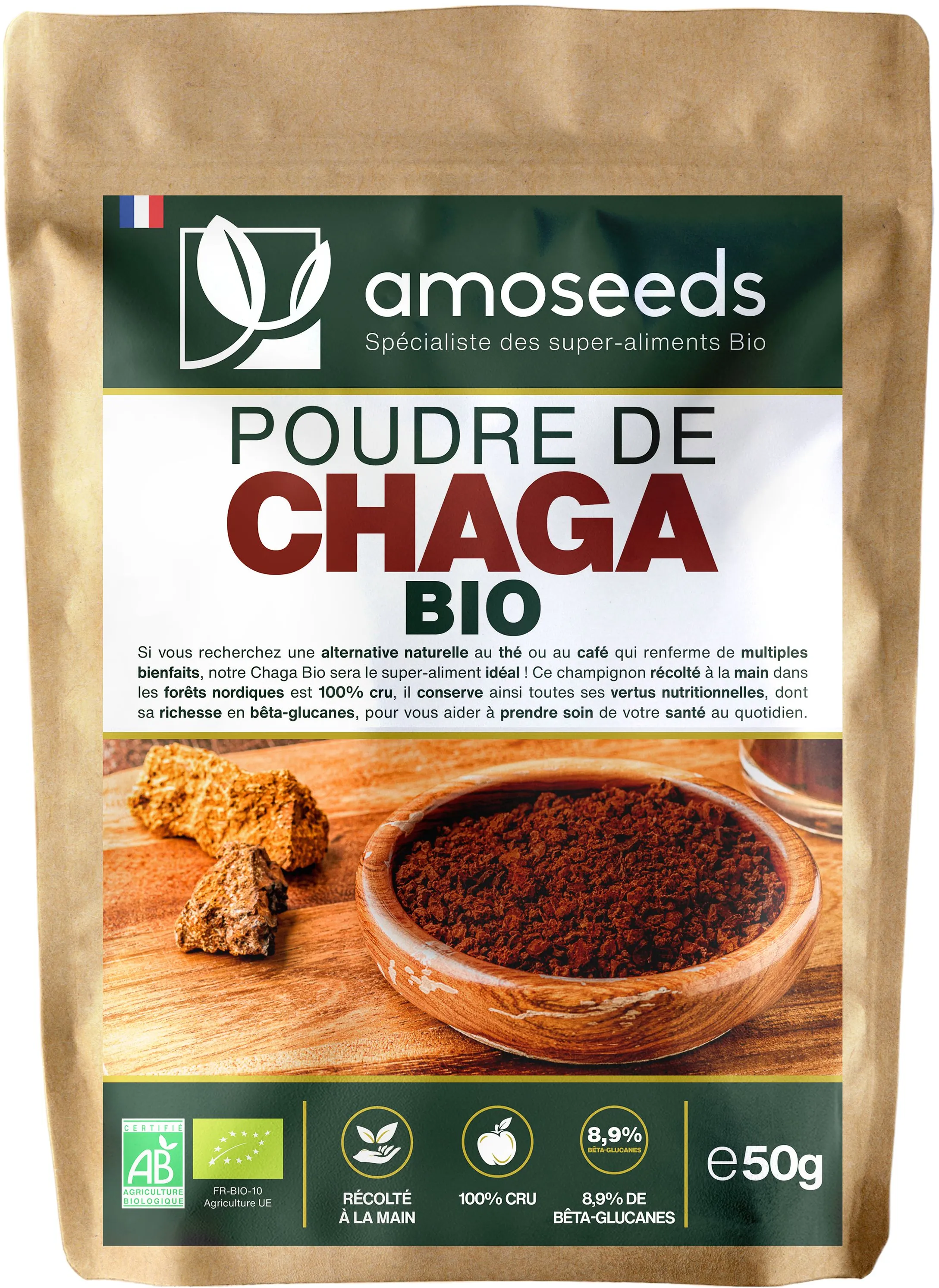 amoseeds Poudre DE Chaga BIO