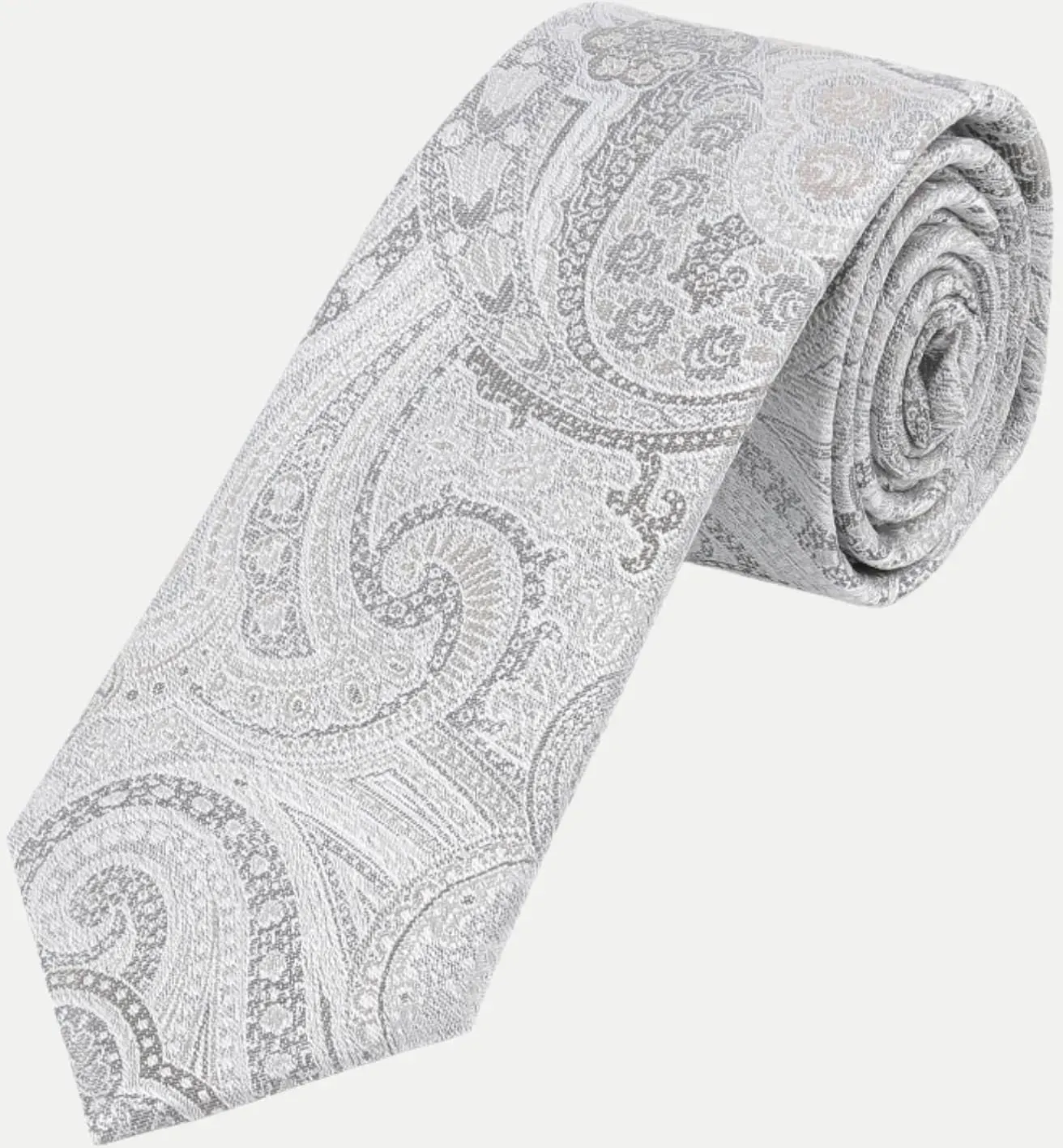 Krawatte mit Paisley-Muster 7cm Grau