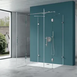 Mai&Mai Ravenna Duschkabine U-Form rechts 90 x 100 cm 8 mm ESG Klarglas transparent inkl. Duschtasse Ravenna40UK