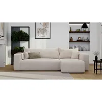 Ecksofa Piano Stoff Couch Sofa mit Schlaffunktion und Bettkasten Schlafsofa Polsterecke Couchgarnitur Ecke Bettcouch - Universal Farbe: C1 Boucle - Weiß