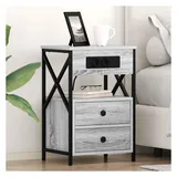 vidaXL Nachtschrank 2 pcs 40 x 31 x 60 cm Grau
