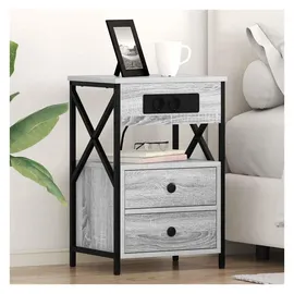vidaXL Nachtschrank 2 pcs 40 x 31 x 60 cm Grau