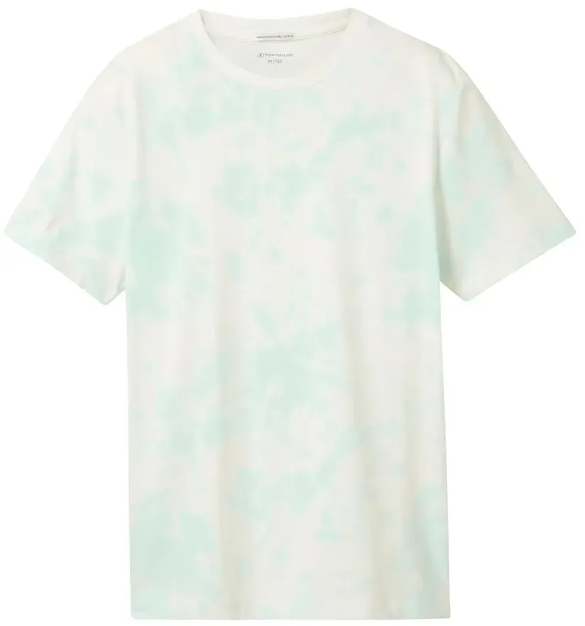TOM TAILOR Jungen Batik T-Shirt mit Bio-Baumwolle, weiß, Batikmuster / Tie-Dye Effekt, Gr. 152