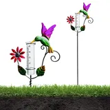 Behogan Regenmesser für Garten: 12cm Glas-Regenmesser mit klarer Skala, Outdoor-Regenmesser Frostsicher, Abnehmbarer mit Metallpflock für Hof, Deck, Rasen, Landschaft und Gartenzubehör