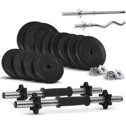 Artsport 3in1 Hantelset mit 2 Kurzhanteln, 1 Langhantel & 1 SZ Curlhantel – 12 Gewichte mit 60kg