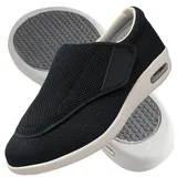 AZMAHT Diabetiker Hausschuhe Extra Breite Diabetiker Schuhe Arthritis Ödem geschwollene Füße Schuhe Pantoffeln Verstellbar rutschfeste Open Toe Slipper Herren Diabetiker Hausschuhe,Schwarz,47EU - 47 EU