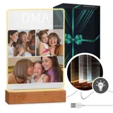 Maverton beleuchteter LED-Rahmen mit eigenem Foto - personalisiertes Acrylglasbild mit Holzständer mit LED-Beleuchtung - Glasfoto für Frauen zum Geburtstag - Größe: 15x24x4,5cm - Oma