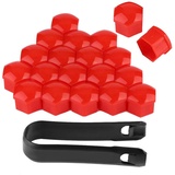 Fydun Radnabenkappen 20pcs 17mm Nabenabdeckmutter Abdeckung Rad Auto Nabenschraube Schutz Diebstahl Schutzkappe Nabendeckel(Rot)